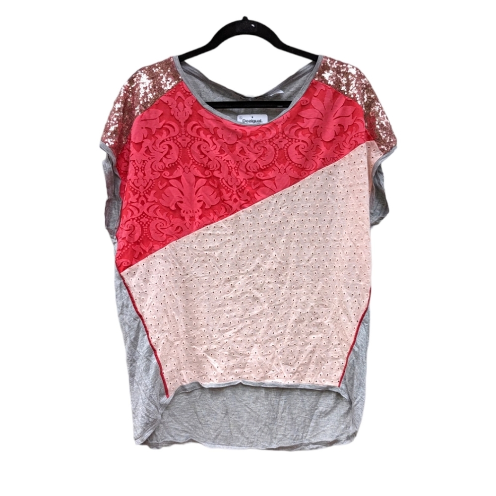 Pink Fabrics Patch T-shirt Potomac Sz Large